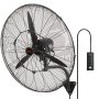 VEVOR wall-mount misting fan with three blades, protective grille, and adjustable control panel.