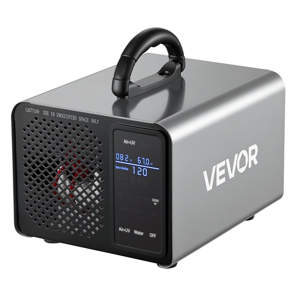 VEVOR Ozone Generator, 36000mg/h Commercial Ozone Machine, with 15s Delayed Start & Area-Based Timer & LCD Touchscreen Display, Industrial Deodorizer for Car, Smoke, Home Odors, Up to 3200 sq.ft