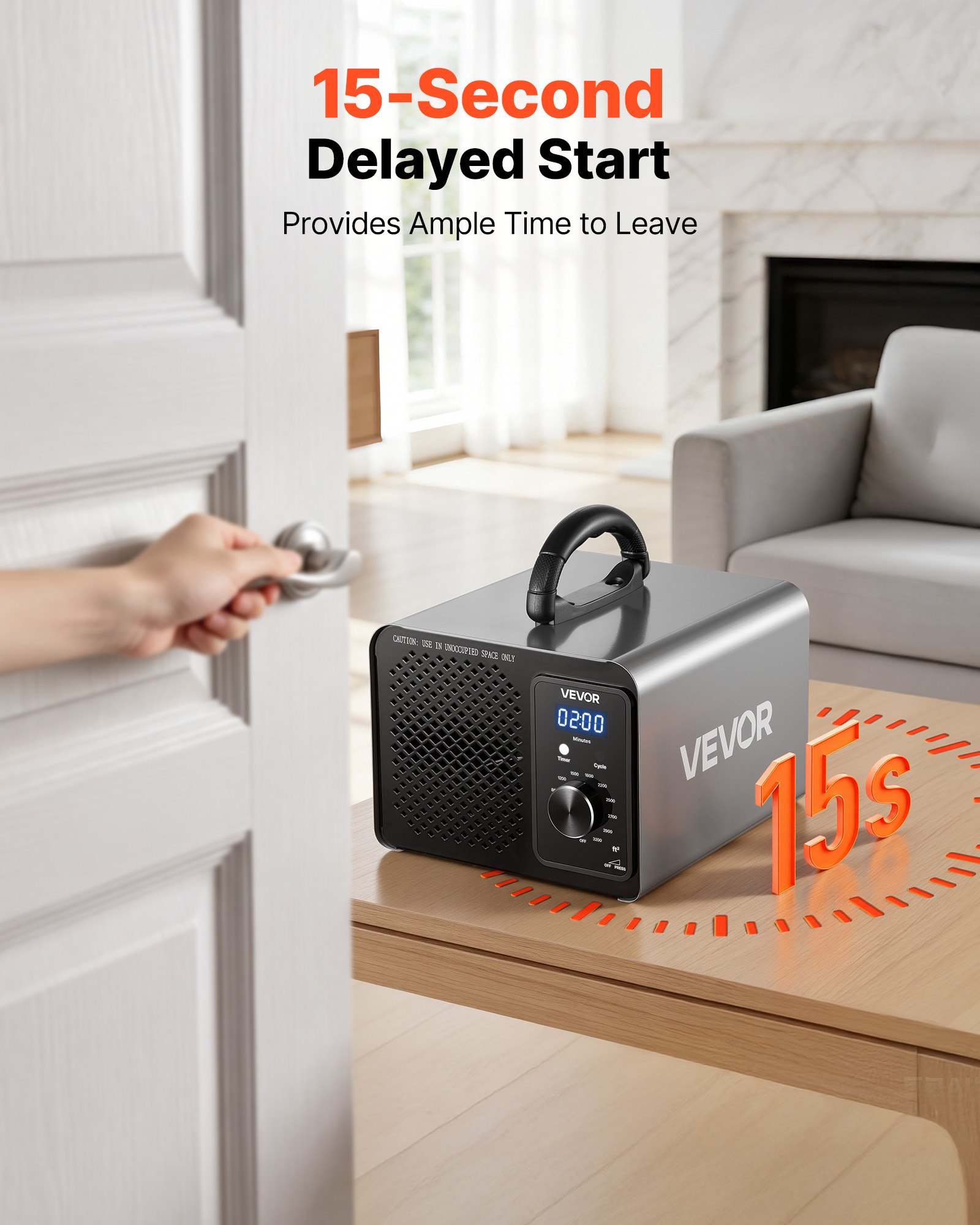 VEVOR Ozone Generator, 36000mg/h Commercial Ozone Machine, 15s Delayed Start & Timer & Rotary Encoder Knob & Odor-Treatment Cycle Mode, Industrial Deodorizer for Car, Smoke Odorss,Up to 3200 sq.ft