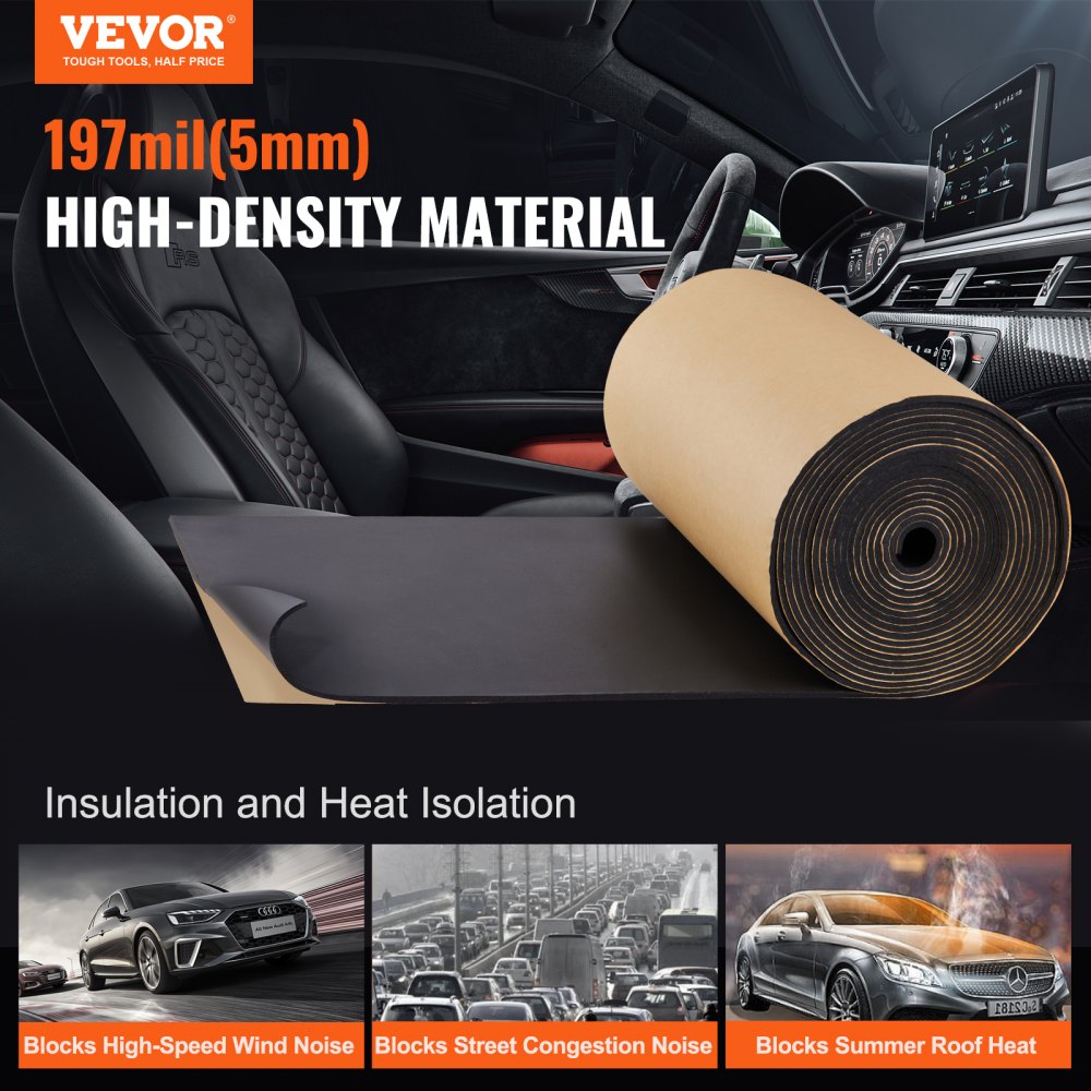 VEVOR VEVOR Car Sound Deadening Mat, 210 mil 3.3sq.m Automotive Sound  Deadener, High Density Foam Sound Deadener Material & Heat Barrier, Double  Layer Waterproof Structure Acoustic Insulation Mat
