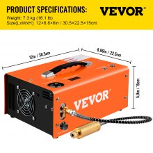 VEVOR PCP Air Compressor Portable Scuba Compressor 4500Psi Auto-Stop 12V/110V