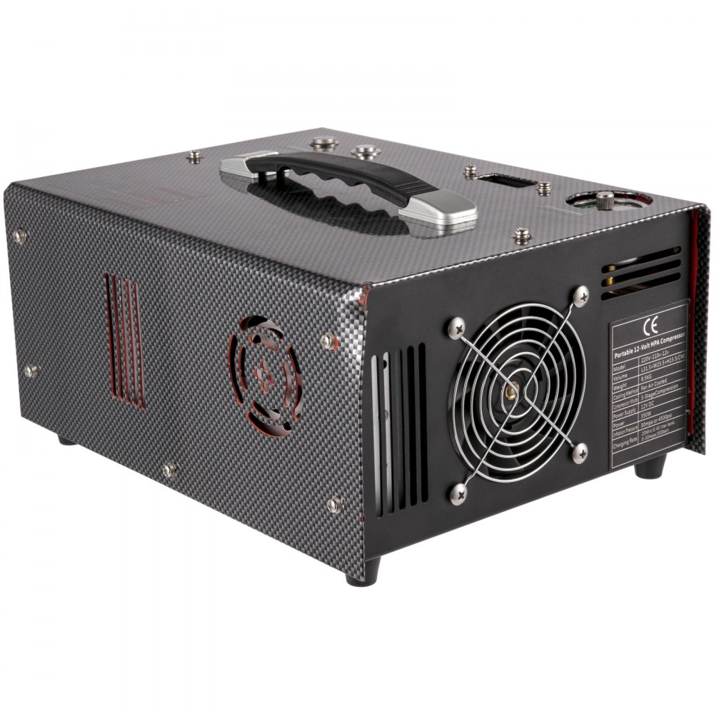 VEVOR PCP Air Compressor, PCP Compressor 4500 PSI/30MPa, Auto-Shutoff Paintball Air Compressor, 110V AC / 12V DC Portable PCP Air Compressor, PCP Air Rifle Pump, Paintball Scuba Tank Compressor Pump