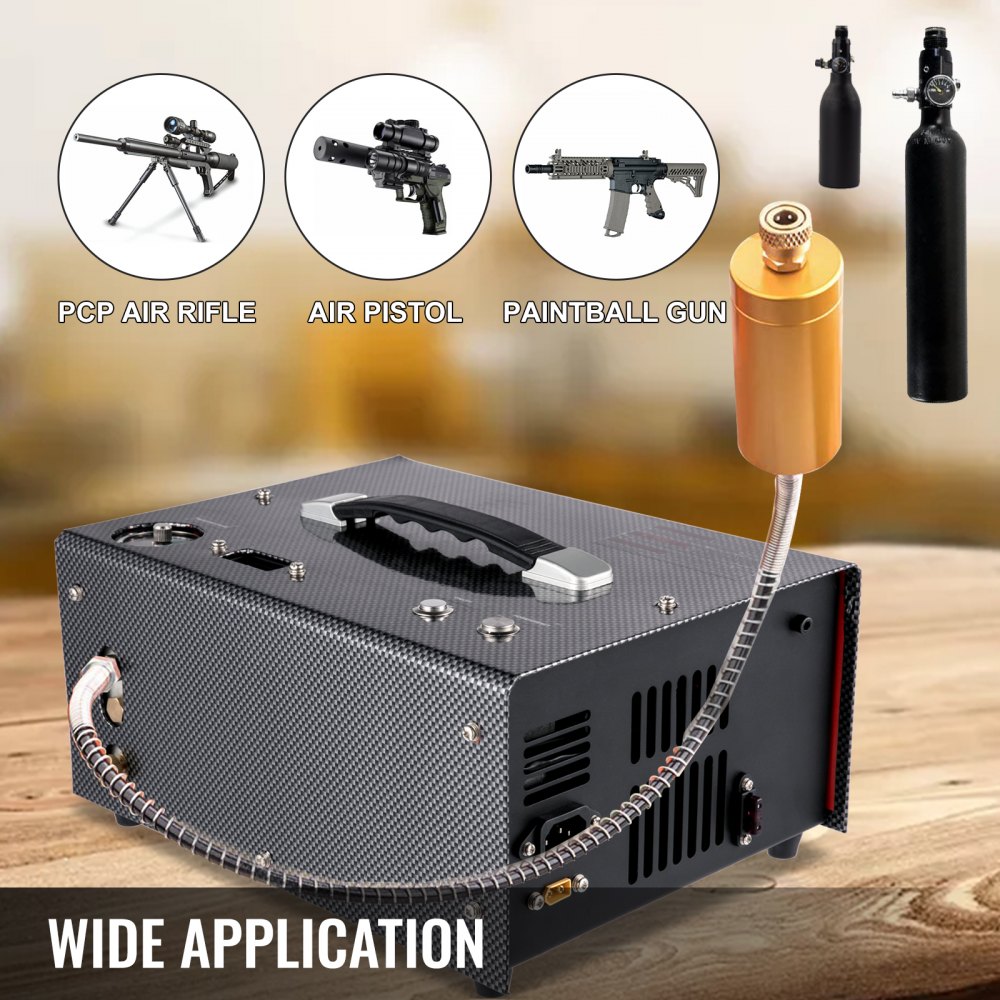VEVOR PCP Air Compressor, PCP Compressor 4500 PSI/30MPa, Auto-Shutoff Paintball Air Compressor, 110V AC / 12V DC Portable PCP Air Compressor, PCP Air Rifle Pump, Paintball Scuba Tank Compressor Pump