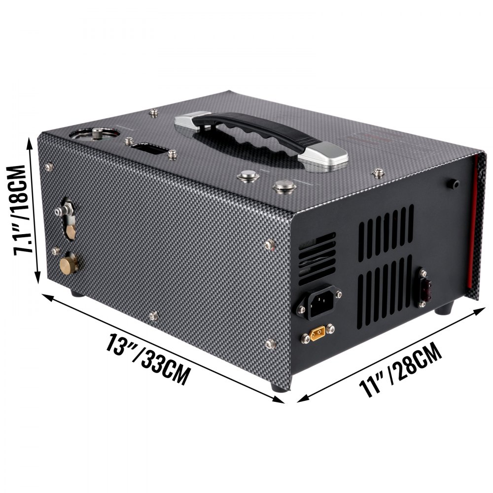 VEVOR PCP Air Compressor, PCP Compressor 4500 PSI/30MPa, Auto-Shutoff Paintball Air Compressor, 110V AC / 12V DC Portable PCP Air Compressor, PCP Air Rifle Pump, Paintball Scuba Tank Compressor Pump