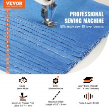 VEVOR Industrial Sewing Machine, 5000s.p.m Heavy-duty Lockstitch Sewing Machine with 550W Servo Motor and Table Stand, Electro-mechanization Intelligent Start-stop, Clear Control Panel for Easy Use