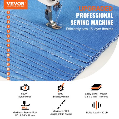 Industrial Lockstitch Sewing Machine Lockstitch 550W Servo Motor and Table Stand