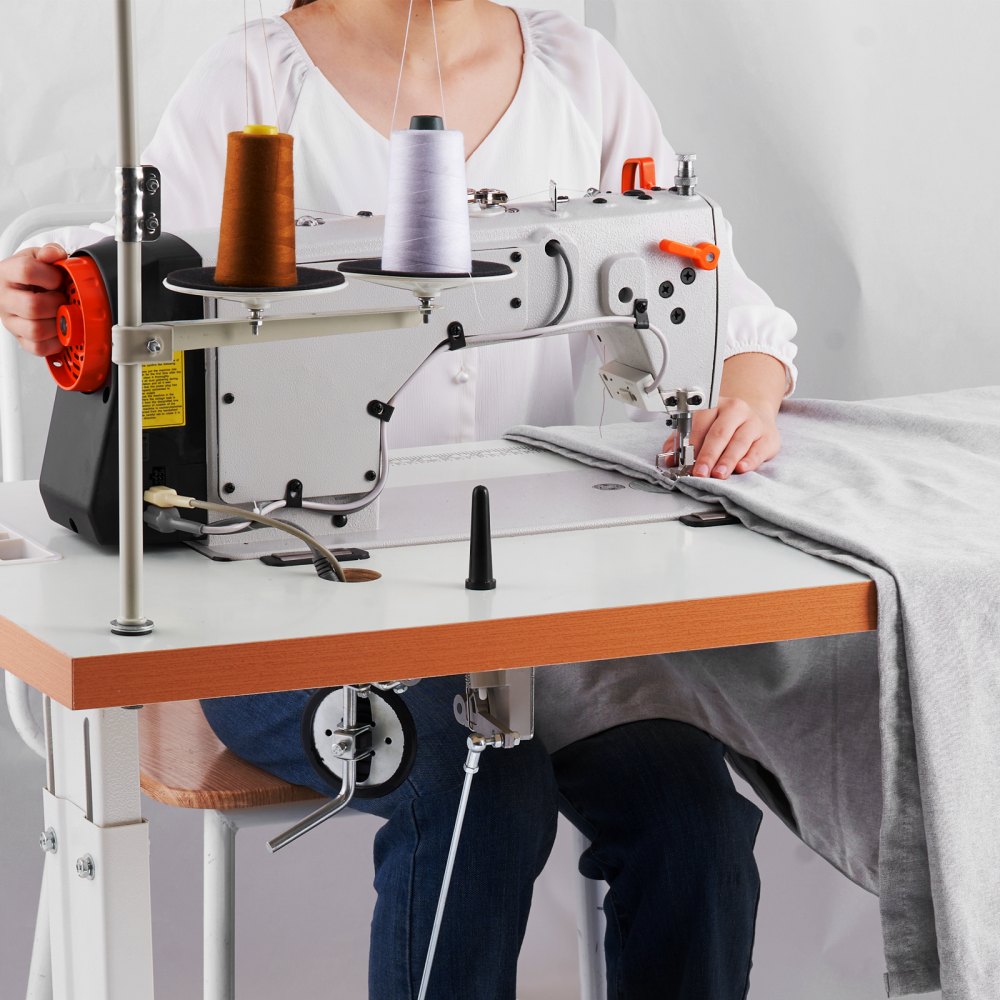 VEVOR Industrial Sewing Machine, 550W Heavy-duty Lockstitch Sewing Machine with Servo Motor Table Stand, Electro-mechanization Intelligent Start-stop, 0-5mm Industrial Straight Stitch 5000s.p.m