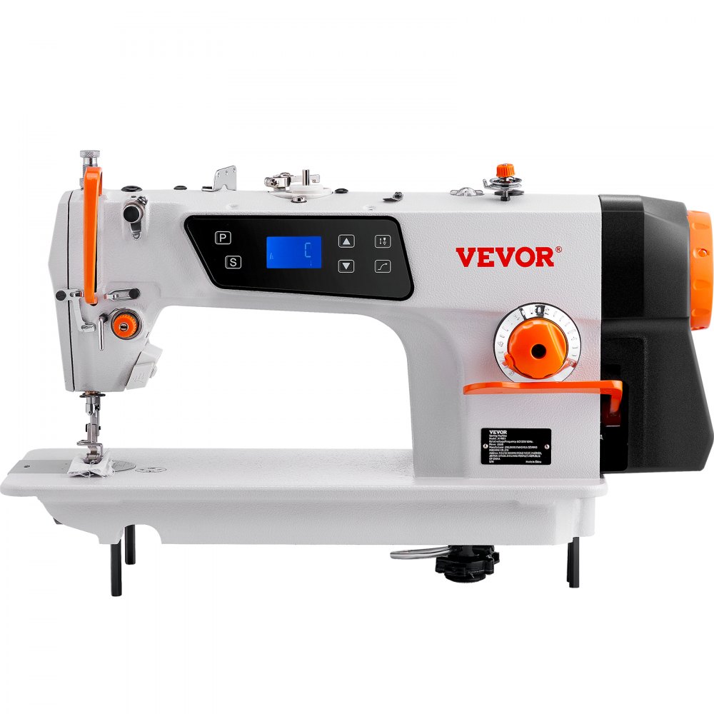 VEVOR Industrial Sewing Machine, 550W Heavy-duty Lockstitch Sewing Machine with Servo Motor Table Stand, Electro-mechanization Intelligent Start-stop, 0-5mm Industrial Straight Stitch 5000s.p.m