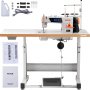 VEVOR Industrial Sewing Machine, 550W Heavy-duty Lockstitch Sewing Machine with Servo Motor Table Stand, Electro-mechanization Intelligent Start-stop, 0-5mm Industrial Straight Stitch 5000s.p.m