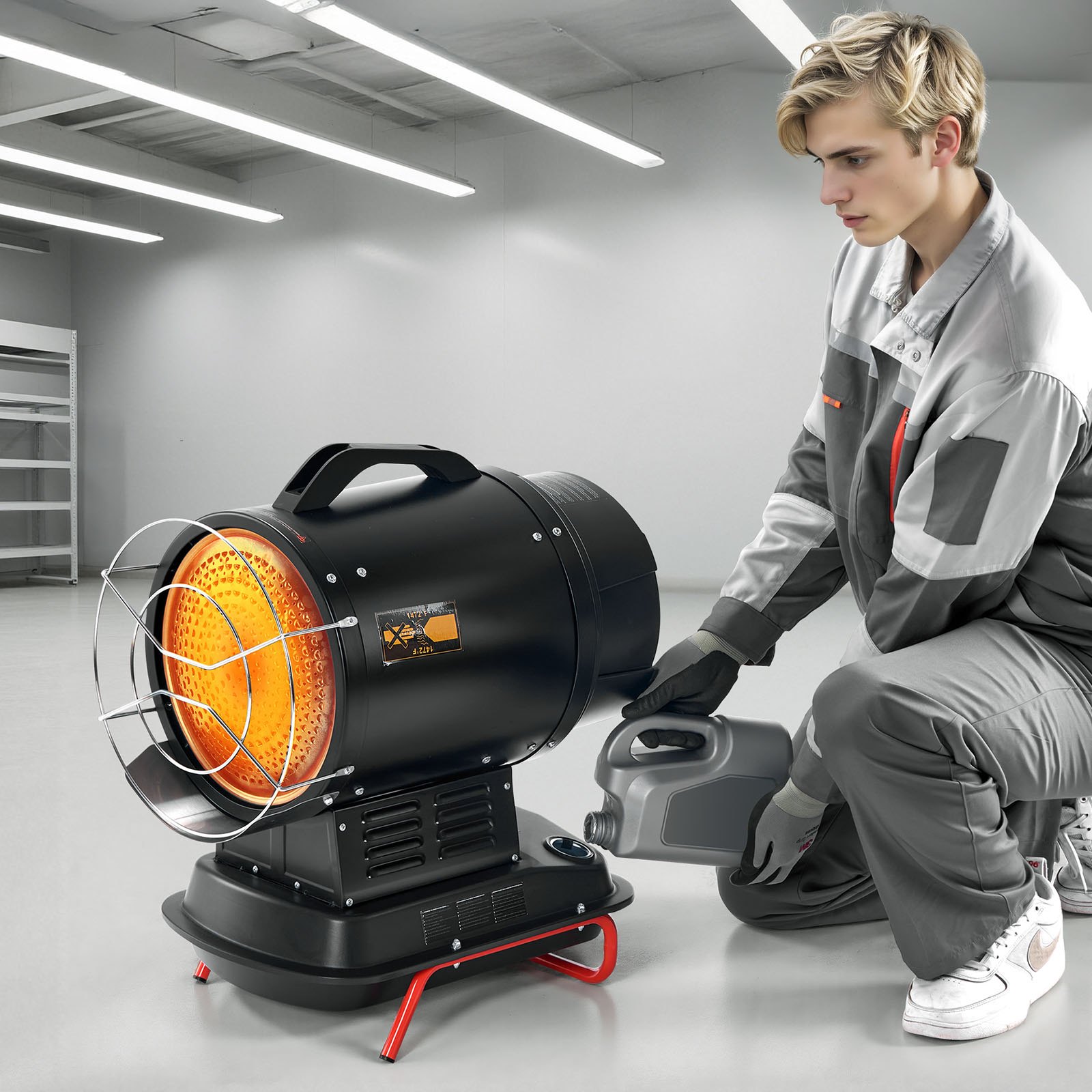 VEVOR 70000 BTU Radiant Kerosene Diesel Heater, Portable Industrial Space Heater with Adjustable Temp & Handle, Ideal for Jobsite/Garage/Warehouse/Workshop Construction Heating,Black