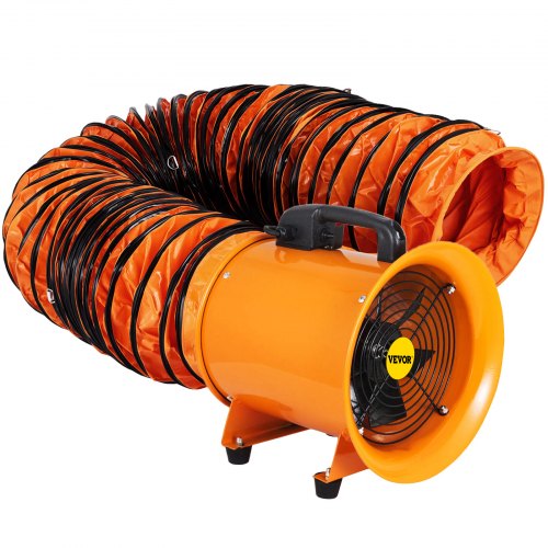 VEVOR Utility Blower Fan 10 inch with 10M Duct Hose,250MM Portable Ventilator,0.45HP 1520 CFM High Velocity Utility Blower,Mighty Mini Low Noise,for Factories Basements Shipyards Farm