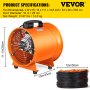 VEVOR Utility Blower Fan, 10 Inches, 320W 1518 CFM High Velocity Ventilator w/ 32.8 ft/10 m Duct Hose, Portable Ventilation Fan, Fume Extractor for Exhausting & Ventilating at Home and Job Site