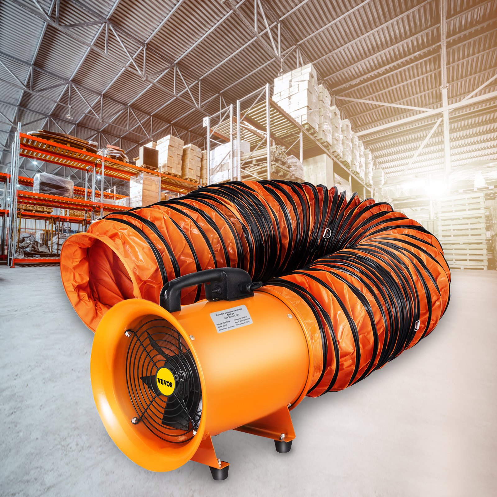 250mm Industrial Ventilator Fan Blower 10m Duct Hose Blower Portable Chemical
