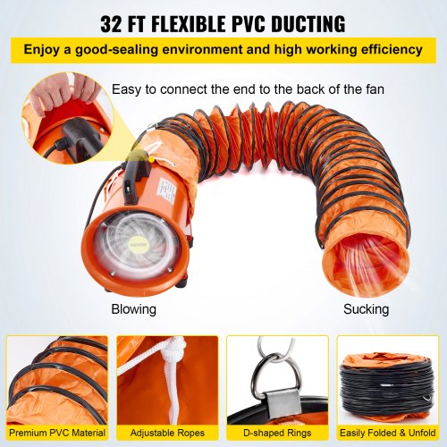 Dust Fume Extractor 12inch 300mm Ventilation Fan Industrial Blower + 10m PVC Ducting