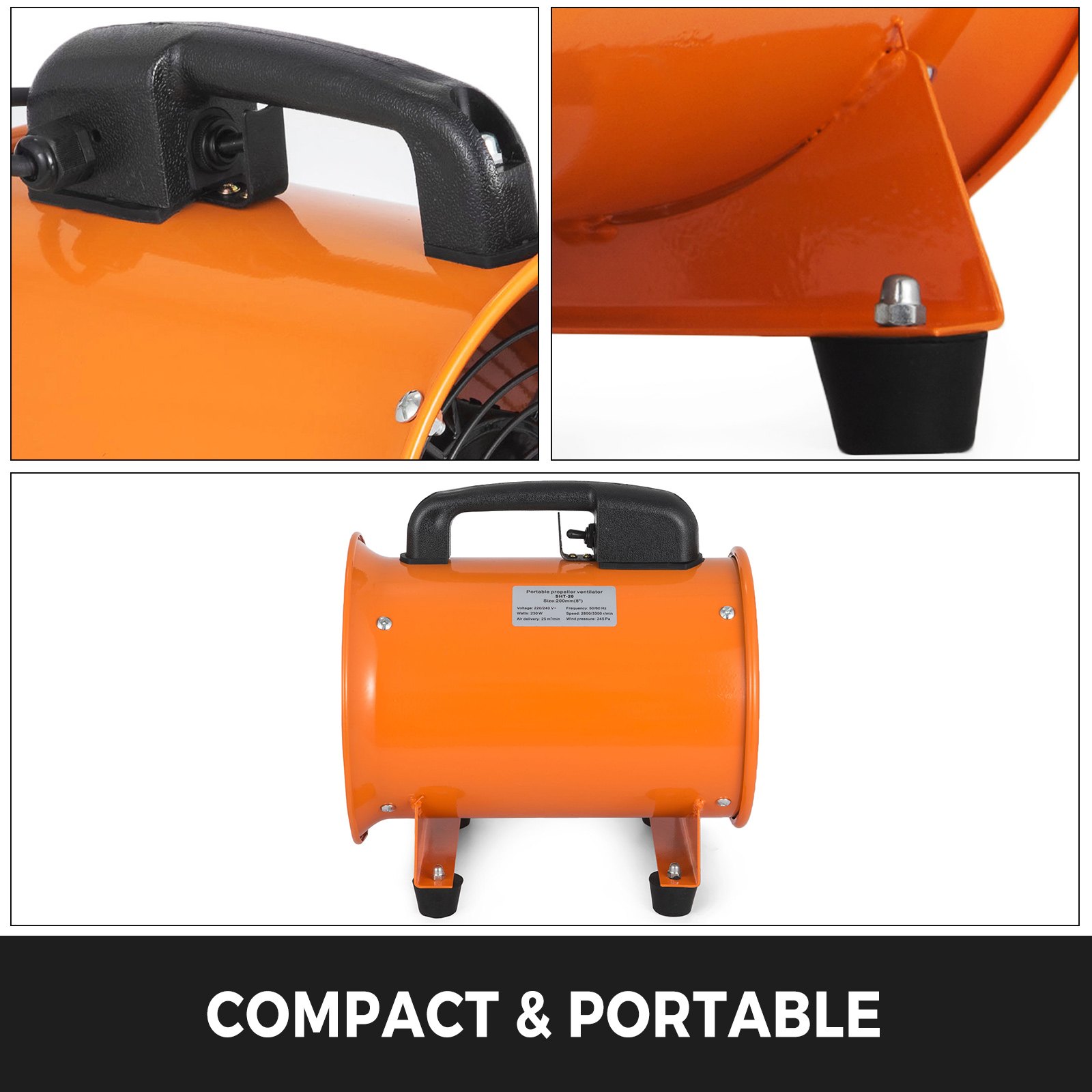 200mm Industrial Extraction Fan Ventilator Blower--1500m³/h Spray Paint Workshop