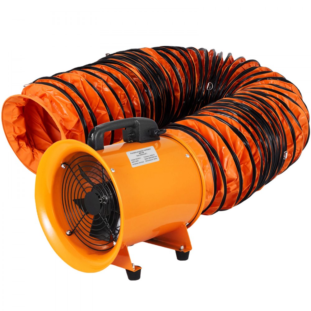 VEVOR Utility Blower Fan 8 inch Portable Ventilator High Velocity Utility Blower Mighty Mini Low Noise with 5M Duct Hose (8 inch Fan with 5M Hose)