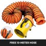 Portable Ventilation Fan 8" With 10m Pvc Ducting Utility Blower 1020-1500m³/h