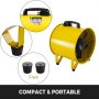 Portable Ventilation Fan 8" With 10m Pvc Ducting Utility Blower 1020-1500m³/h