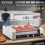 VEVOR Hot Dog Roller, 30 Hot Dog Capacity 11 Rollers, 1800W Stainless Steel Cook Warmer Machine w/ Cover & Dual Temp Control, LED Light & Detachable Drip Tray, Sausage Grill Cooker for Kitchen Canteen