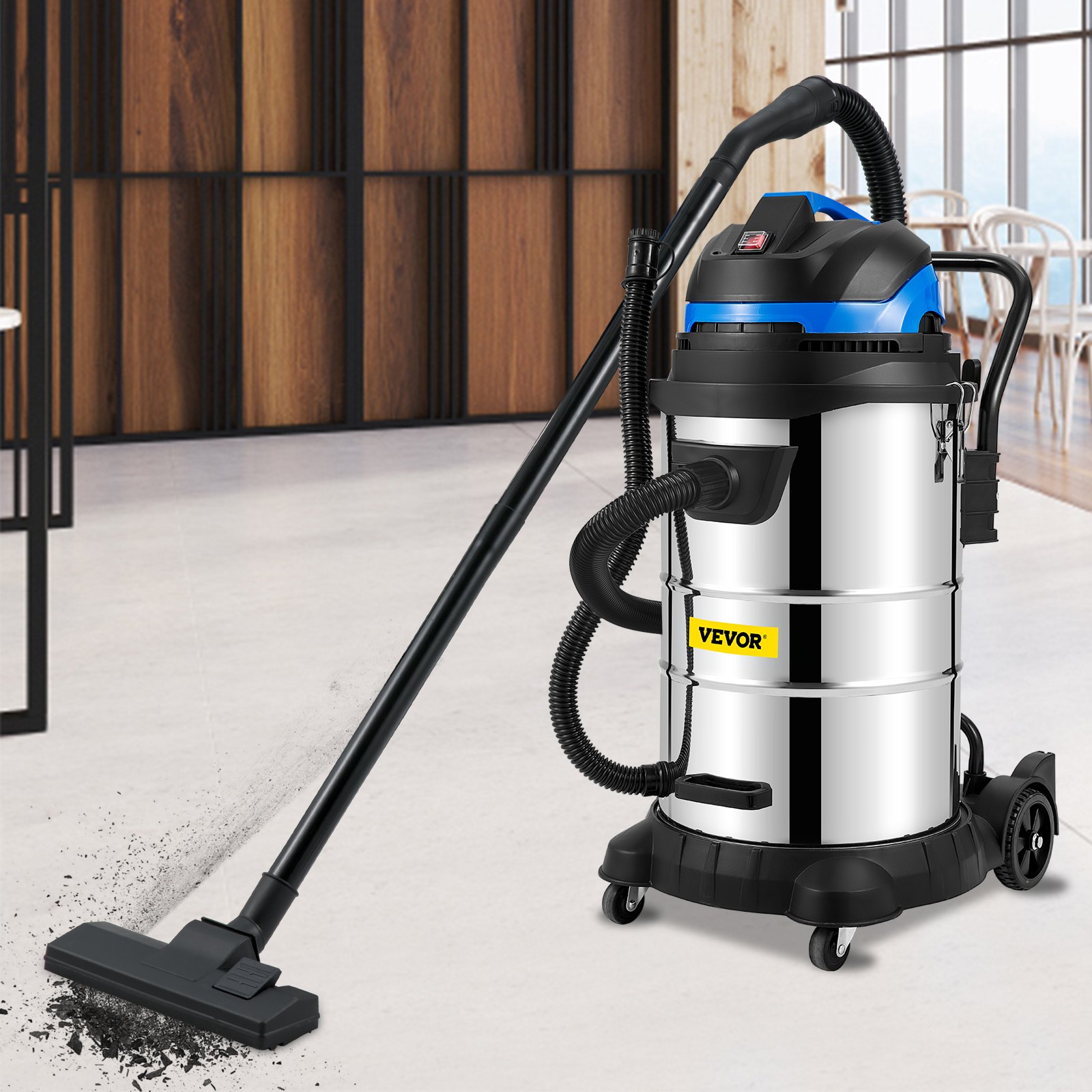 VEVOR Wet/Dry Vacuum, 13.5 Gallon Capacity, HEPA Filtration Automatic Dust Shaking, 1200 W Powerful Motor Dust Collector, Heavy-Duty Shop Vacuum with Attachments, ETL Listed