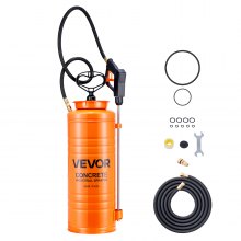 VEVOR Industrial Concrete Sprayer, 14L Stainless Steel Sprayer, Heavy Duty Tri-Poxy Pump Sprayers, 52cm Wand with Ergonomic Gun Handle, 1.2m & 3m Hoses, 2 Brass Nozzles for Construction, Garden