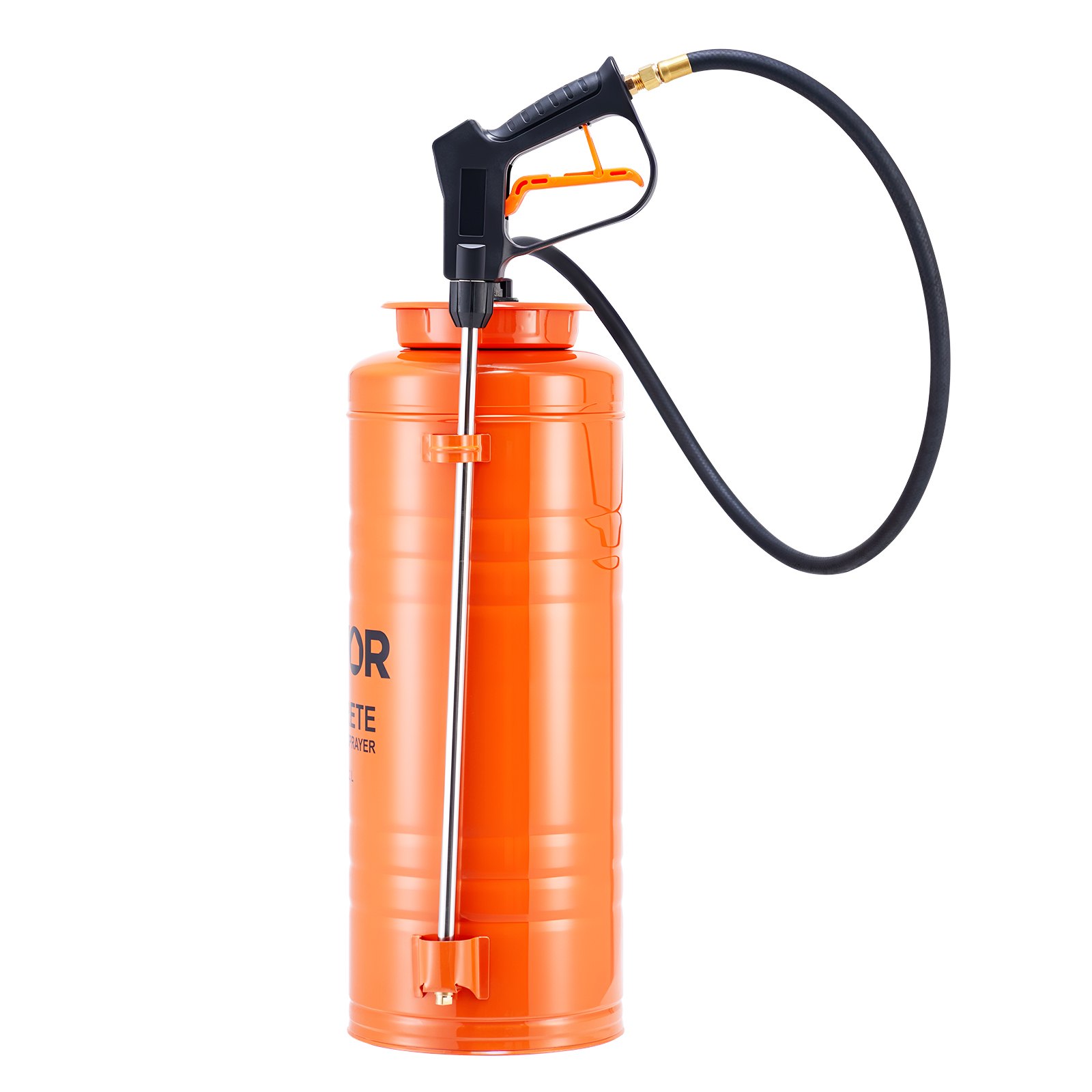 VEVOR Industrial Concrete Sprayer, 14L Stainless Steel Sprayer, Heavy Duty Tri-Poxy Pump Sprayers, 52cm Wand with Ergonomic Gun Handle, 1.2m & 3m Hoses, 2 Brass Nozzles for Construction, Garden
