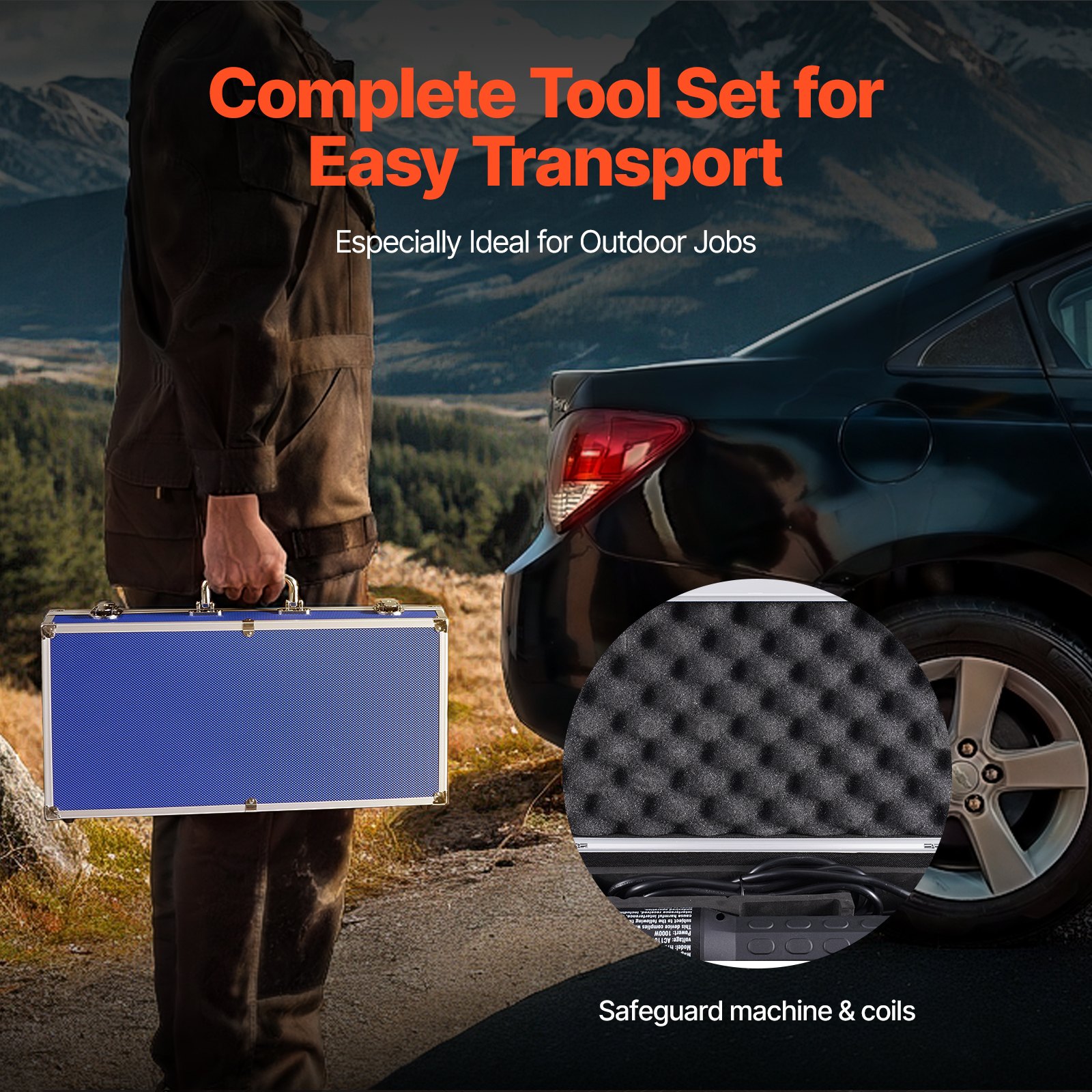 VEVOR Magnetic Induction Heater Kit, 1000w 110V Portable Hand-held Induction Heater with 10PCS Induction Coils, Flameless Induction Heater Bolt Remover with Case, Fit for Removing Rusty Bolts & Nuts