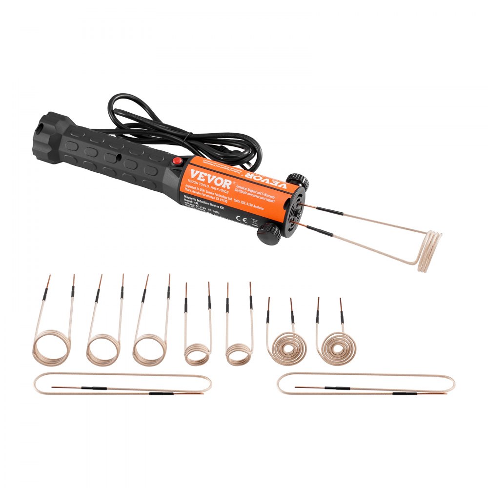 VEVOR Magnetic Induction Heater Kit, 1000w 220V Portable Hand-held Induction Heater with 10PCS Induction Coils, Flameless Induction Heater Bolt Remover with Case, Fit for Removing Rusty Bolts & Nuts