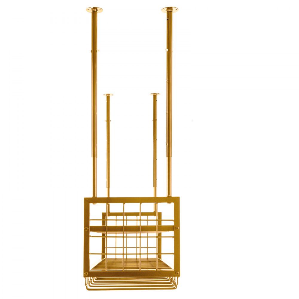 VEVOR Estante para copas de vino de techo, estante para copas de vino colgante de 46,9 x 11,8 pulgadas, gabinete para colgar copas de vino de altura ajustable de 18,9-35,8 pulgadas, estante para copas de vino dorado montado en la pared, perfecto para bar, cafetería, cocina