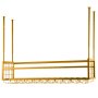 VEVOR Estante para copas de vino de techo, estante para copas de vino colgante de 46,9 x 11,8 pulgadas, gabinete para colgar copas de vino de altura ajustable de 18,9-35,8 pulgadas, estante para copas de vino dorado montado en la pared, perfecto para bar, cafetería, cocina