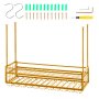 VEVOR Estante para copas de vino de techo, estante para copas de vino colgante de 46,9 x 11,8 pulgadas, gabinete para colgar copas de vino de altura ajustable de 18,9-35,8 pulgadas, estante para copas de vino dorado montado en la pared, perfecto para bar, cafetería, cocina