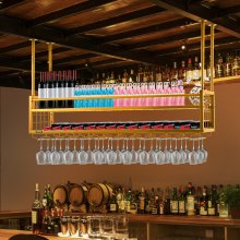 VEVOR Ceiling-Mounted Bar Wine Rack Wine Glass Hanging Rack 46.9x11.8in Gold