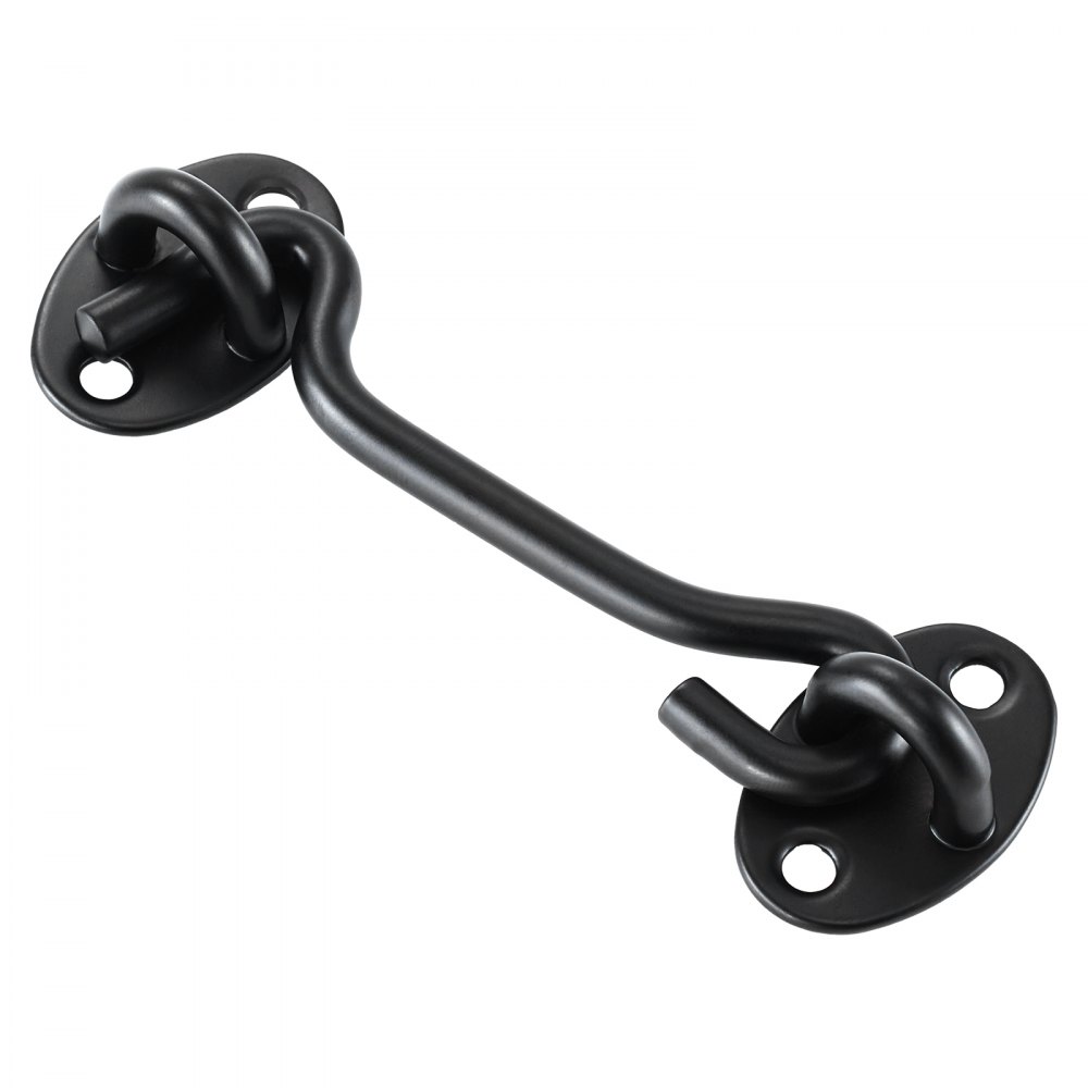 VEVOR Hook and Eye Gate Latch, 2 Pack Barn Door Latch Hook with Mounting Screws, Stainless Steel Hook and Eye Latch, Hook Lock for Sliding Barn Door, Cabinet, Window, Gate, Fence, Bathroom, Black