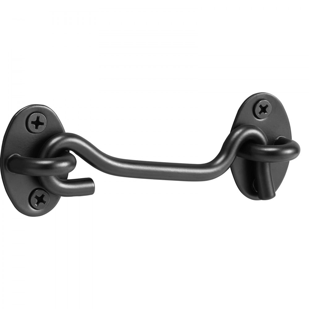VEVOR Hook and Eye Gate Latch, 2 Pack Barn Door Latch Hook with Mounting Screws, Stainless Steel Hook and Eye Latch, Hook Lock for Sliding Barn Door, Cabinet, Window, Gate, Fence, Bathroom, Black