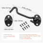 VEVOR Hook and Eye Gate Latch, 2 Pack Barn Door Latch Hook with Mounting Screws, Stainless Steel Hook and Eye Latch, Hook Lock for Sliding Barn Door, Cabinet, Window, Gate, Fence, Bathroom, Black