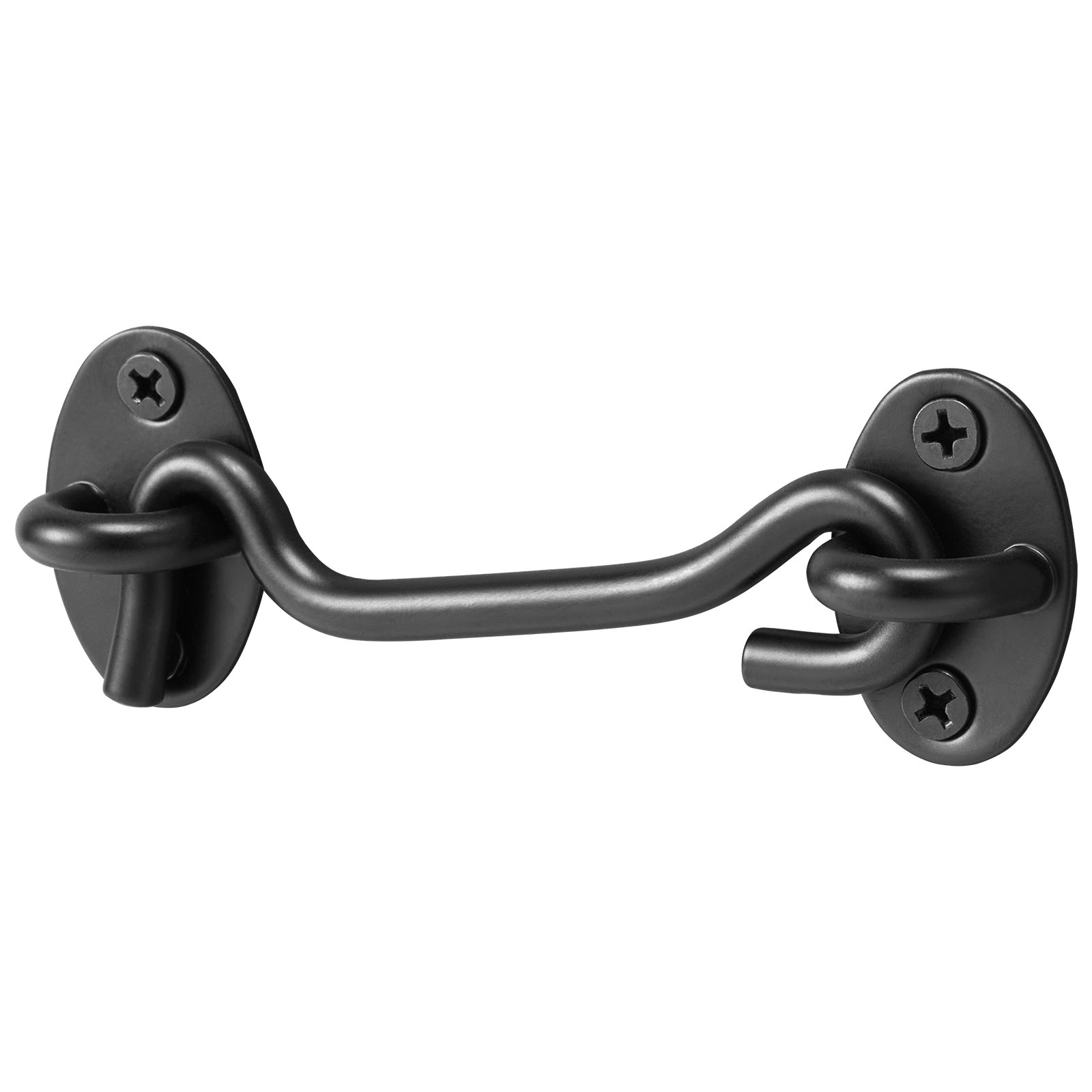 VEVOR Hook and Eye Gate Latch, 2 Pack Barn Door Latch Hook with Mounting Screws, Stainless Steel Hook and Eye Latch, Hook Lock for Sliding Barn Door, Cabinet, Window, Gate, Fence, Bathroom, Black