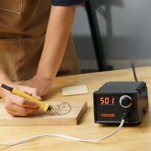 VEVOR Wood Burning Kit, 200~700°C Adjustable Temperature with Display, Wood Burner with 1 Pyrography Pen, 23 Wire Nibs, 1 Pen Holder, 4 Wood Chip, 1 Screwdriver, 1 Tweezers, 1 Craft Knife,1 Sponge