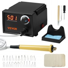 VEVOR Wood Burning Kit, 200~700°C Adjustable Temperature with Display, Wood Burner with 1 Pyrography Pen, 23 Wire Nibs, 1 Pen Holder, 4 Wood Chip, 1 Screwdriver, 1 Tweezers, 1 Craft Knife,1 Sponge