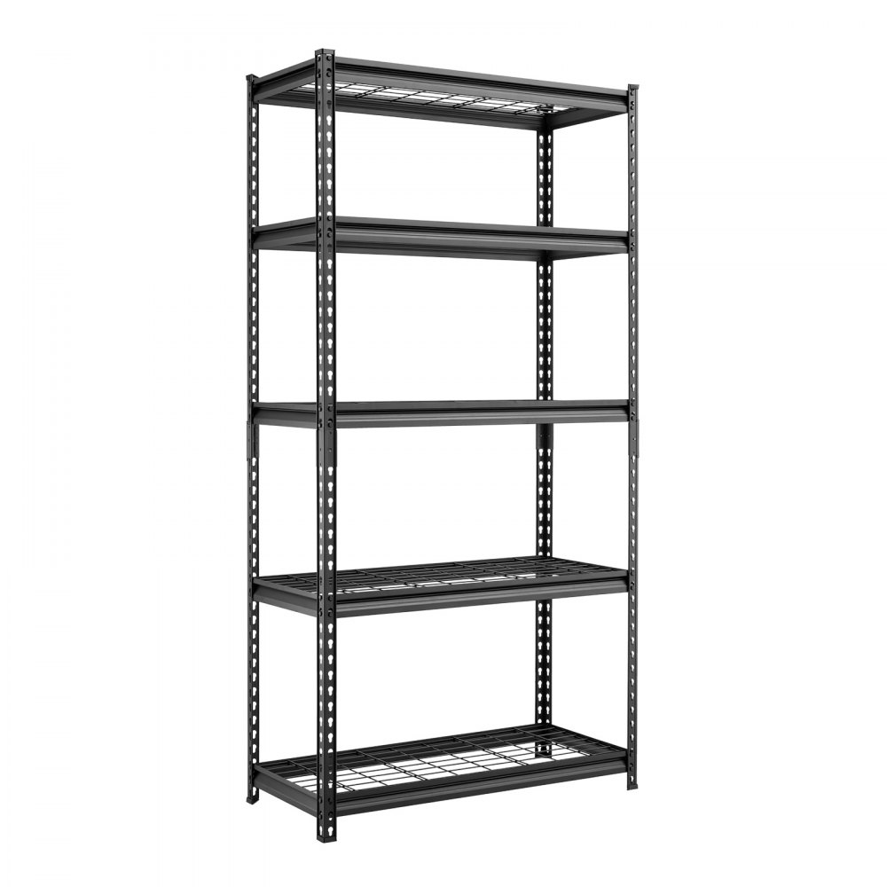 VEVOR Storage Shelves, 5-Tier 907.2 kg Garage Shelving 92.3 x 41.5 x 181 cm, for Garage, Basement, Warehouse, Kitchen, Heavy-Duty Metal Stable Construction, Adjustable Wire Racks, with Gloves, Black