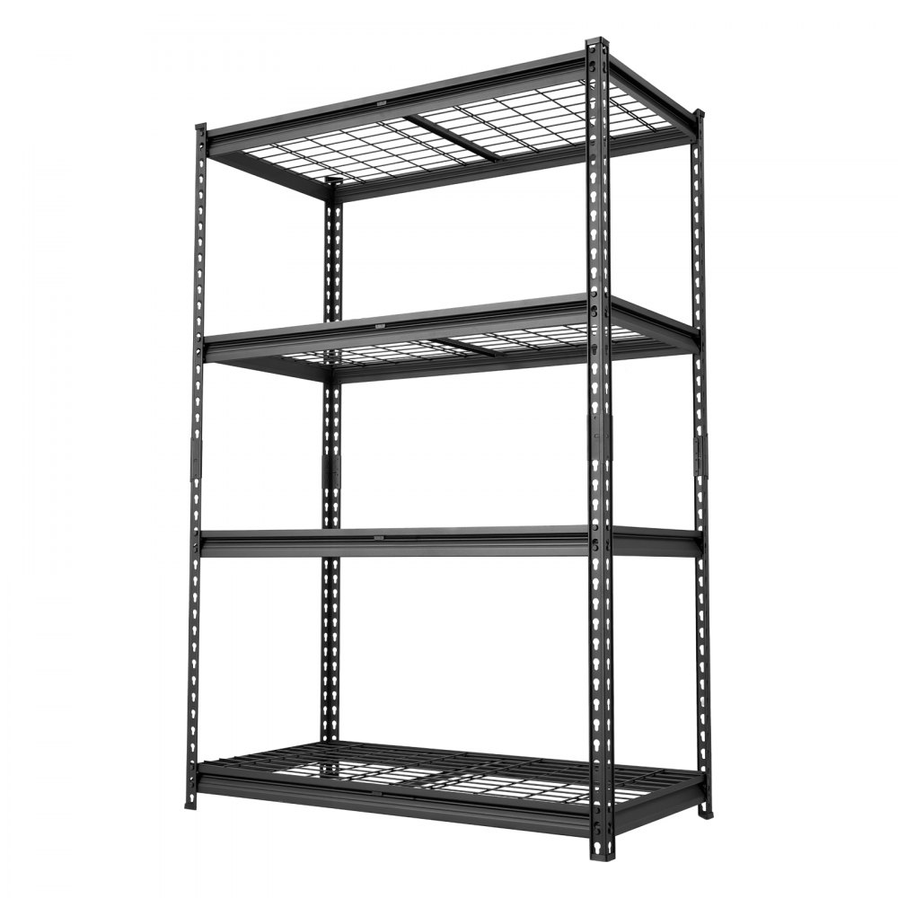 VEVOR Storage Shelves, 4-Tier 1088.6 kg Garage Shelving 102 x 51 x 152 cm, for Garage, Basement, Warehouse, Kitchen, Heavy-Duty Metal Stable Construction, Adjustable Wire Racks, with Gloves, Black
