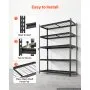 VEVOR Storage Shelves, 5-Tier 1134 kg Garage Shelving 122 x 45 x 181.3 cm, for Garage, Basement, Warehouse, Kitchen, Heavy-Duty Metal Stable Construction, Adjustable Wire Racks, with Gloves, Black