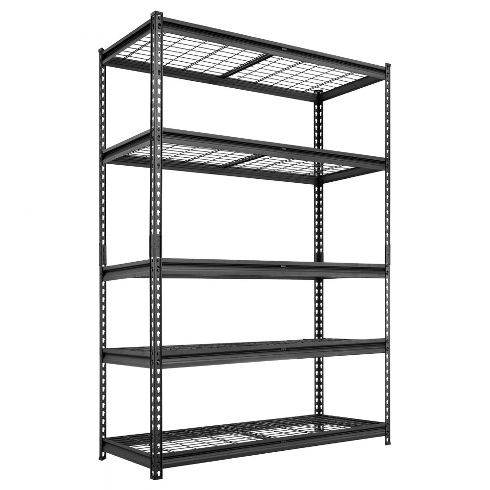 VEVOR Storage Shelves, 5-Tier 3000 lbs Garage Shelving 48 x 20 x 71.4 in, for Garage, Basement, Warehouse, Kitchen, Heavy-Duty Metal Stable Construction, Adjustable Wire Racks, with Gloves, Black