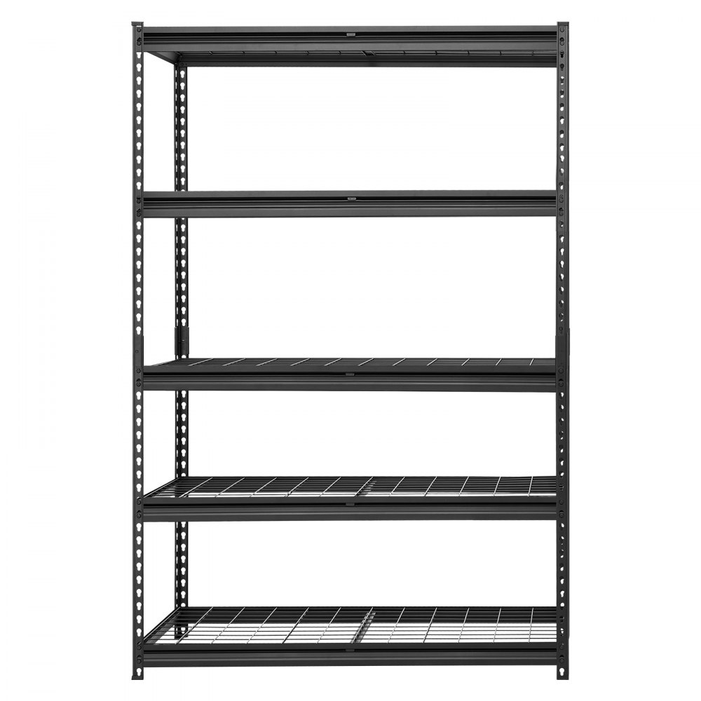 VEVOR Storage Shelves, 5-Tier 3000 lbs Garage Shelving 48 x 20 x 71.4 in, for Garage, Basement, Warehouse, Kitchen, Heavy-Duty Metal Stable Construction, Adjustable Wire Racks, with Gloves, Black