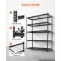 VEVOR Storage Shelves, 5-Tier 3000 lbs Garage Shelving 48 x 20 x 71.4 in, for Garage, Basement, Warehouse, Kitchen, Heavy-Duty Metal Stable Construction, Adjustable Wire Racks, with Gloves, Black