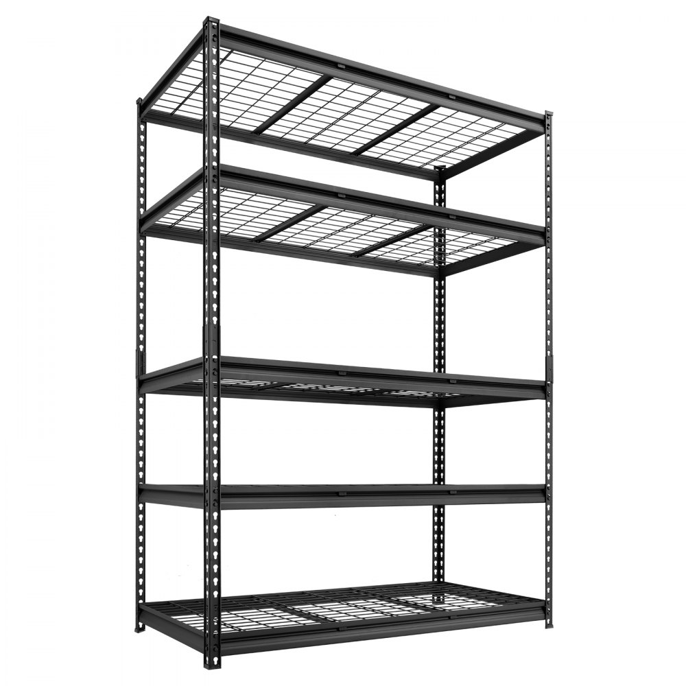 VEVOR Storage Shelves, 5-Tier 1361 kg Garage Shelving 122 x 61 x 181.3 cm, for Garage, Basement, Warehouse, Kitchen, Heavy-Duty Metal Stable Construction, Adjustable Wire Racks, with Gloves, Black