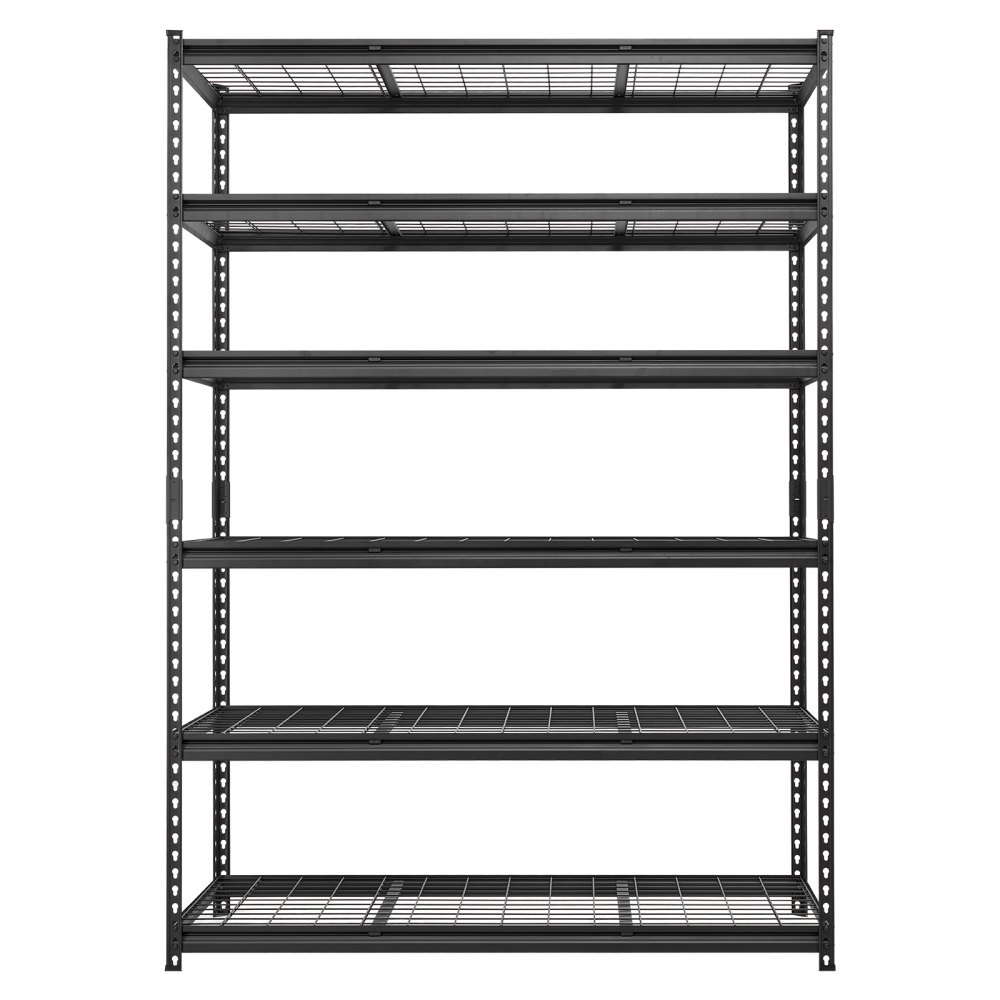 VEVOR Storage Shelves, 6-Tier 1633 kg Garage Shelving 140 x 61.2 x 195.8 cm, for Garage, Basement, Warehouse, Kitchen, Heavy-Duty Metal Stable Construction, Adjustable Wire Racks, with Gloves, Black