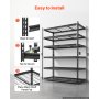 VEVOR Storage Shelves, 6-Tier 1633 kg Garage Shelving 140 x 61.2 x 195.8 cm, for Garage, Basement, Warehouse, Kitchen, Heavy-Duty Metal Stable Construction, Adjustable Wire Racks, with Gloves, Black