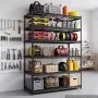 VEVOR Storage Shelves, 6-Tier 1633 kg Garage Shelving 140 x 61.2 x 195.8 cm, for Garage, Basement, Warehouse, Kitchen, Heavy-Duty Metal Stable Construction, Adjustable Wire Racks, with Gloves, Black