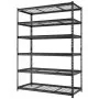 VEVOR Storage Shelves, 6-Tier 1633 kg Garage Shelving 140 x 61.2 x 195.8 cm, for Garage, Basement, Warehouse, Kitchen, Heavy-Duty Metal Stable Construction, Adjustable Wire Racks, with Gloves, Black