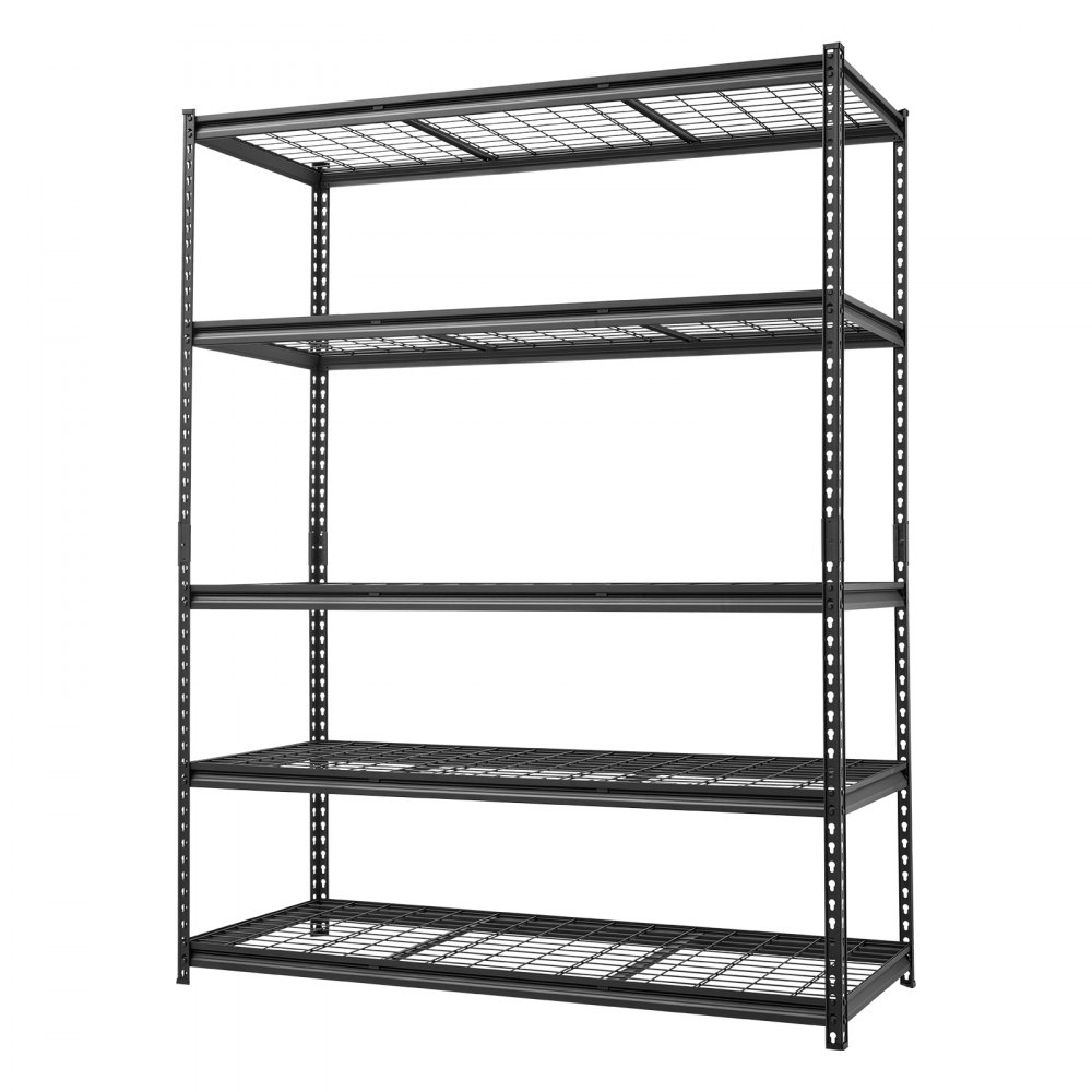 VEVOR Storage Shelves, 5-Tier 1361 kg Garage Shelving 153 x 61.2 x 195.8 cm, for Garage, Basement, Warehouse, Workshop, Heavy-Duty Metal Stable Construction, Adjustable Wire Racks, with Gloves, Black